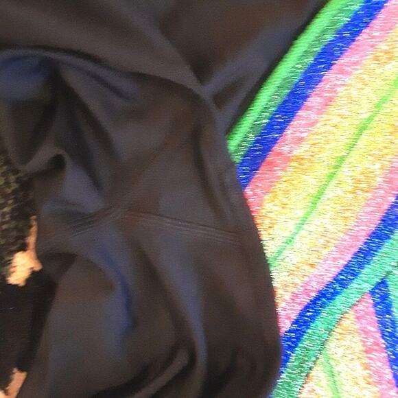 Zumba Wear Rainbow Sparkle Glitter Belted Workout Spellout Black Leggings M - Picture 6 of 13